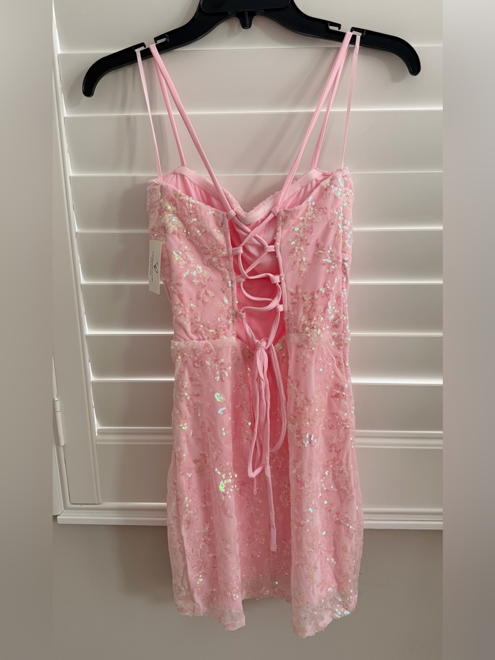 Windsor Pink Sequin Spaghetti-Strap Party Dress - Picture 4 of 4